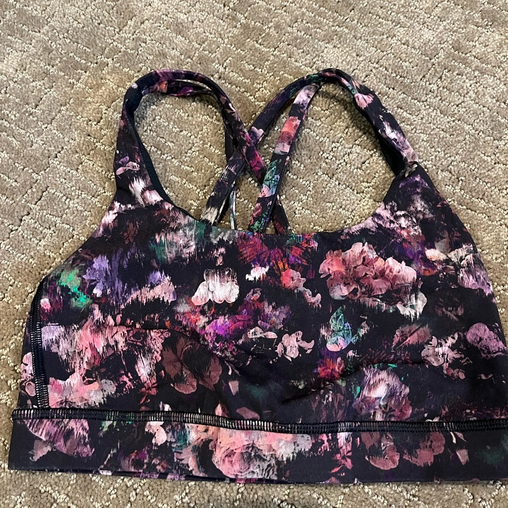 Lululemon Energy Bra - Purple floral, size 4